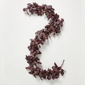 72" Black Plum Leaf Artificial Fall Garland - Hear Black